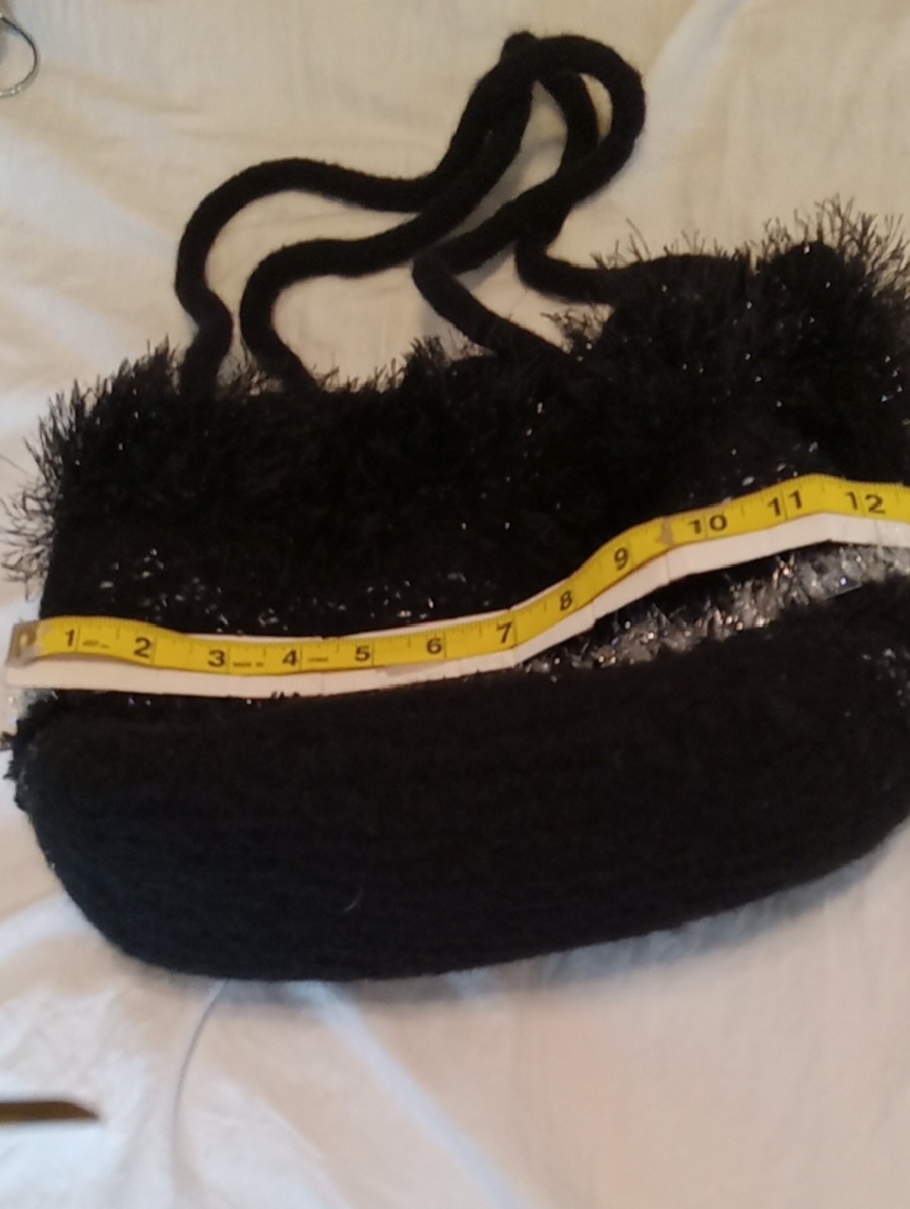 Black Faux-Fur Shoulder Bag with Silver Trim. Fun and Fabulous - Picture 5 of 8